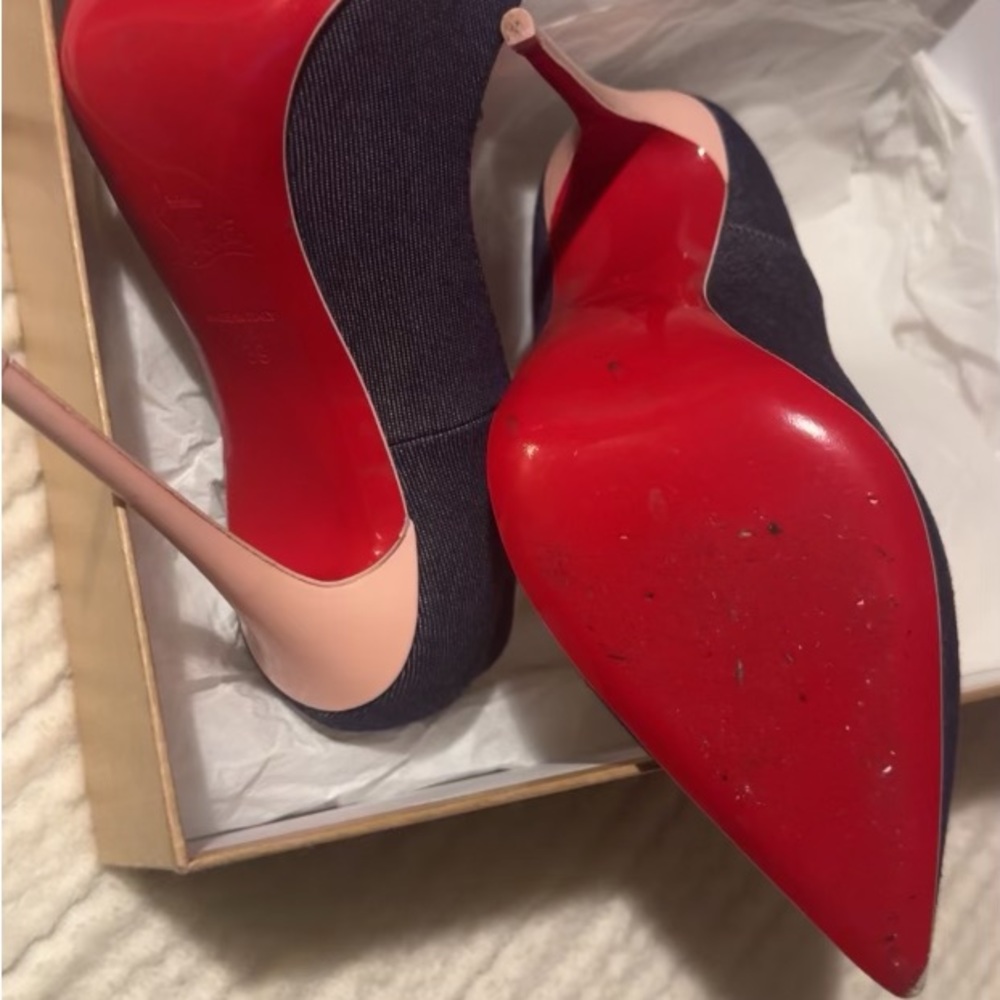 So Kate Denim And Pink Heels, Size 39 Christian L… - image 4